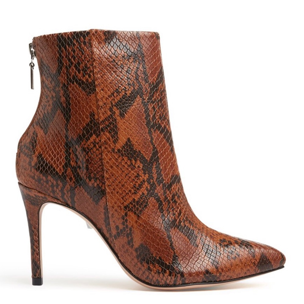 NEW Schutz Michela Brown Leather Snakeskin Bootie